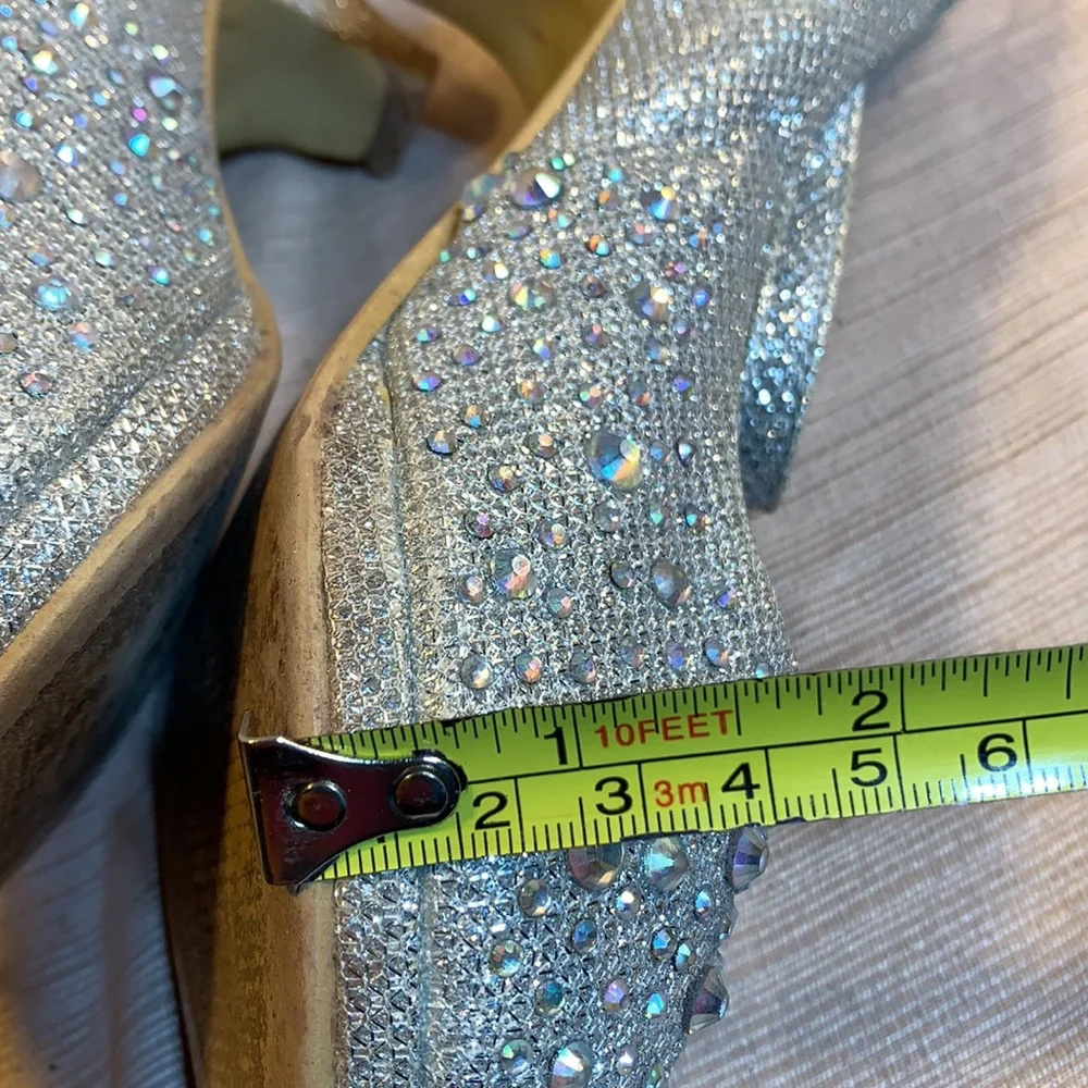 Link bedazzled dressy heels worn once for a weddin